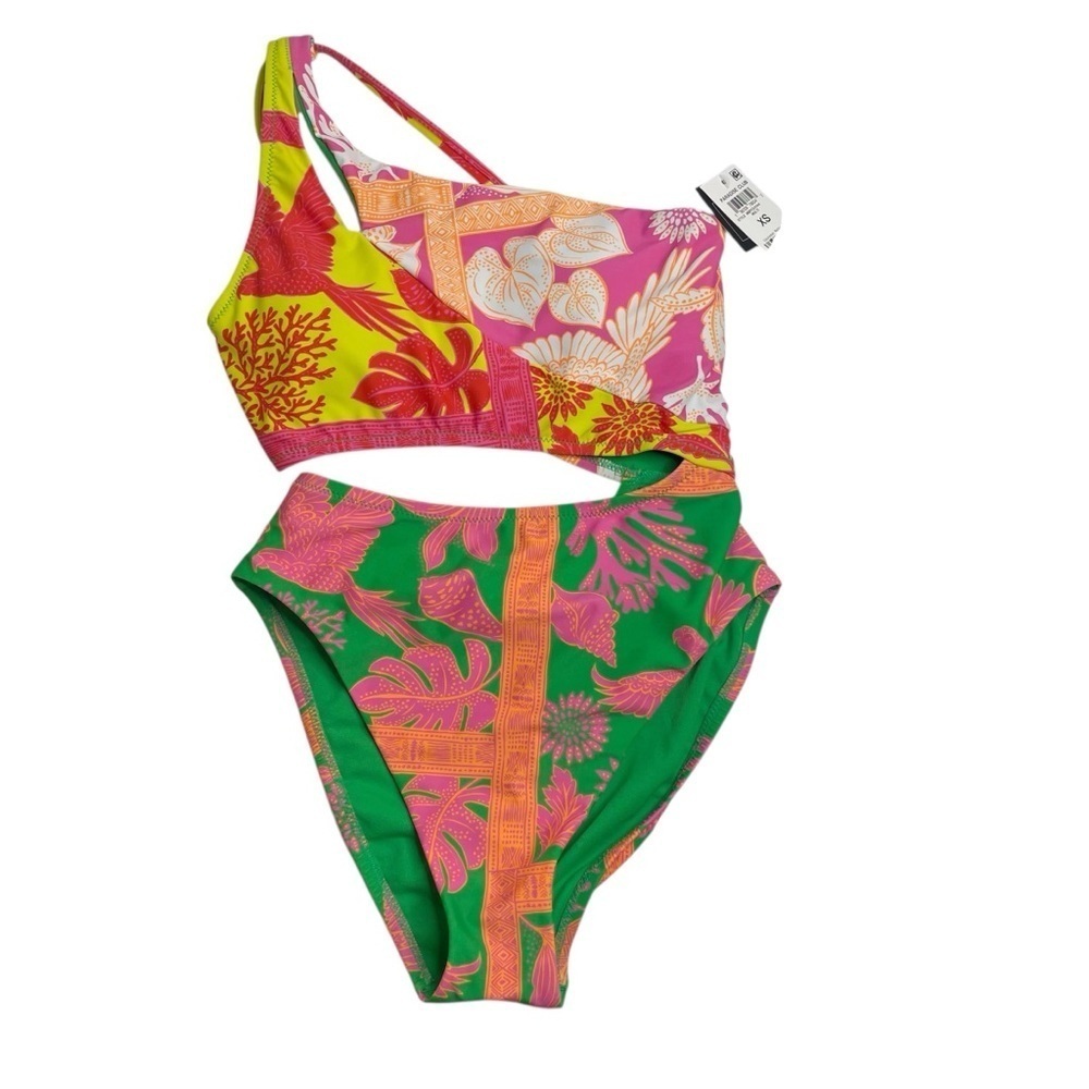 Bar Iii One-Shoulder Cut-Out One-Piece Swimsuit Paradise Club Xs New